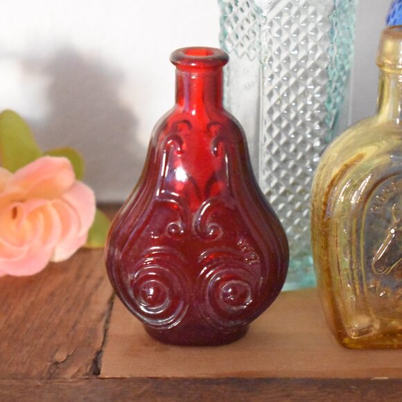 Antique Vintage Mini Color Glass Apothecary Bottles Rustic Farmhouse Decor - Picture 15 of 16